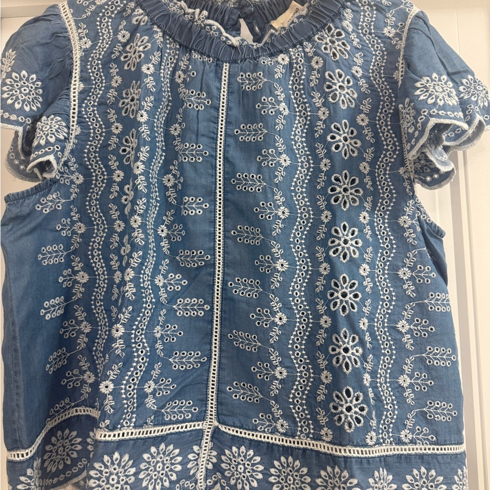 Embroidered Blue Top